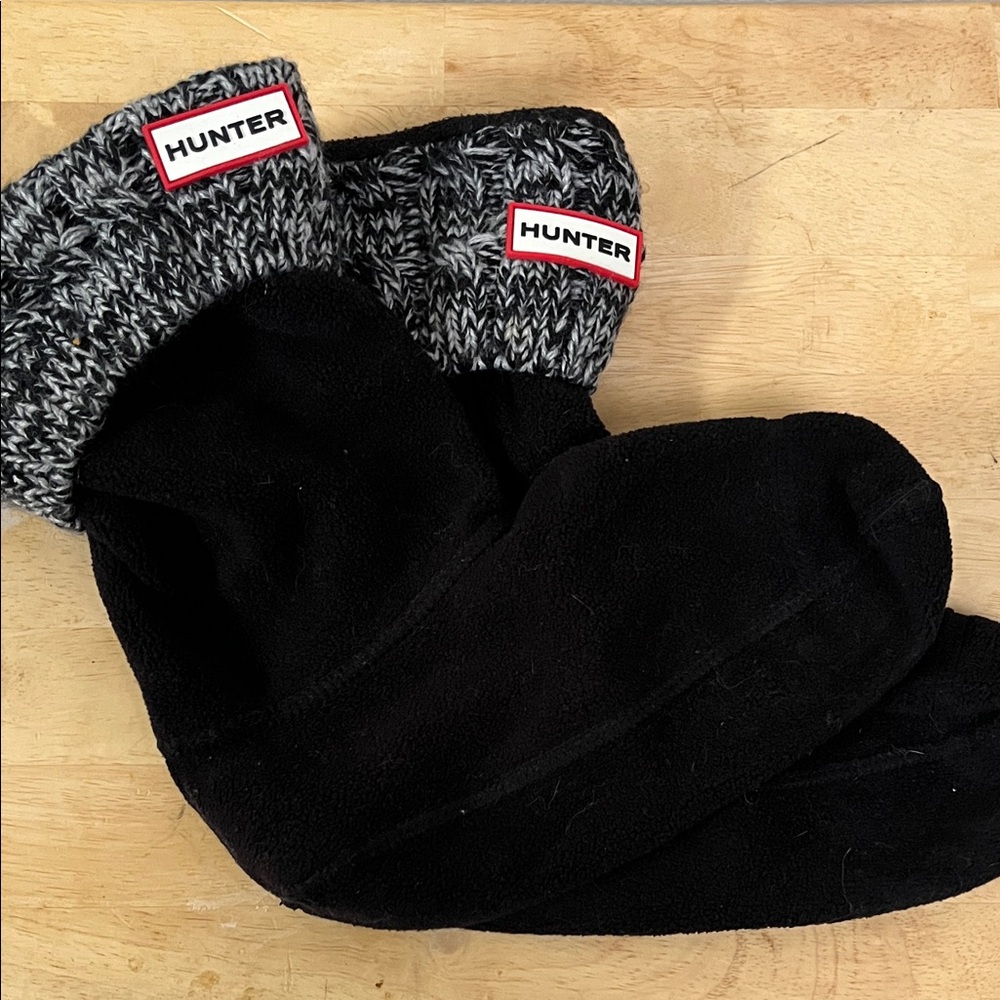 Hunter Black Fleece-Lined Socks with Gray Knit Cuff
